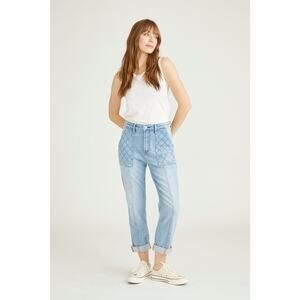 Driftwood Women's Quilted Pintuck Jeans High Point Criss-Cross Stitching Size 27